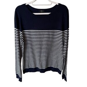 Chic by Jacob Classic Nautical Sweater in Navy and White Stripes Size L